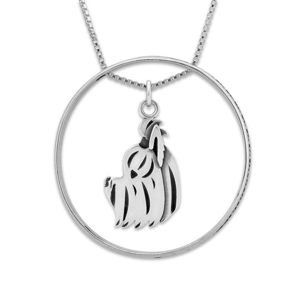 Yorkshire Terrier Necklace w/Paw Print Enhancer, Head