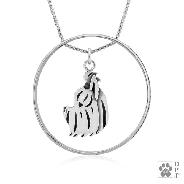 Yorkshire Terrier Necklace w/Paw Print Enhancer, Head