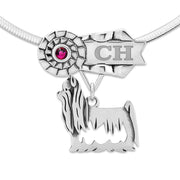 Personalized Yorkshire Terrier Ribbon Pendant, Custom Championship Jewelry for Yorkie Lovers