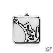 Sterling Silver Cat with Bird Necklace