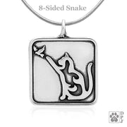 Sterling Silver Cat with Bird Necklace