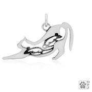 Sterling Silver Cat with Mice Necklace