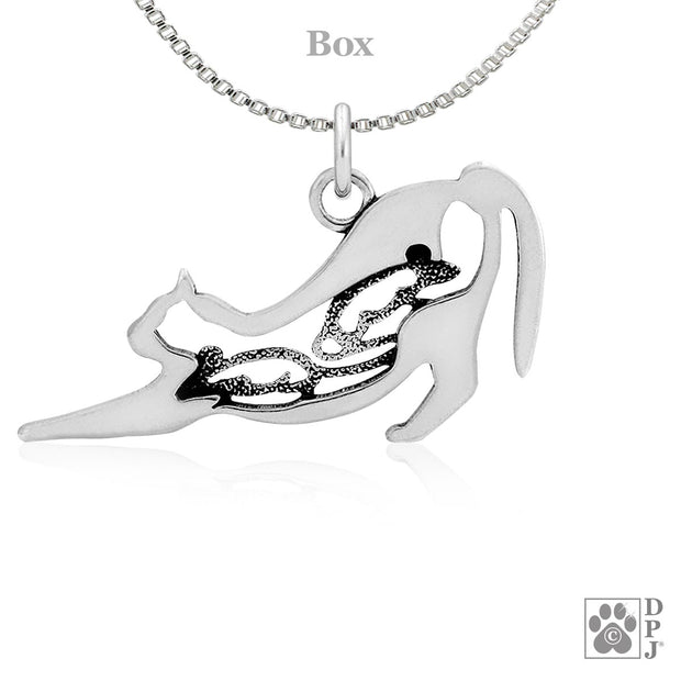 Sterling Silver Cat with Mice Necklace