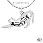 Sterling Silver Cat with Mice Necklace