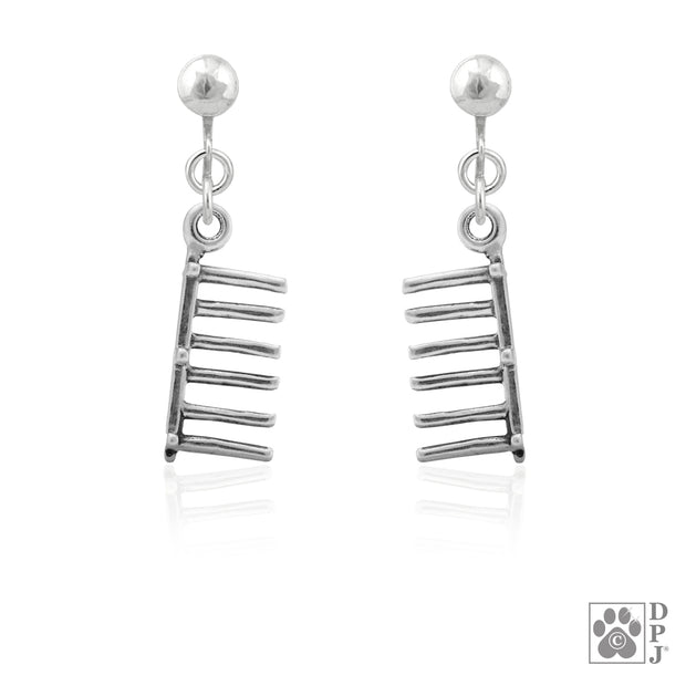 Weave poles earrings on clip-ons in sterling silver, Cool agility jewelry gifts