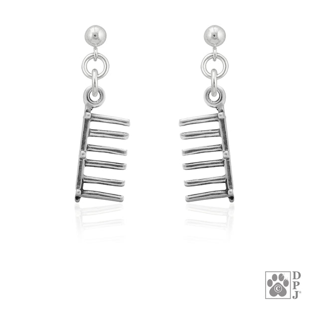 Weave poles earrings on dangle posts in sterling silver, Popular agility jewelry