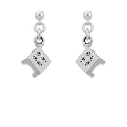 Pause table earrings on dangle posts in sterling silver, Agility jewelry