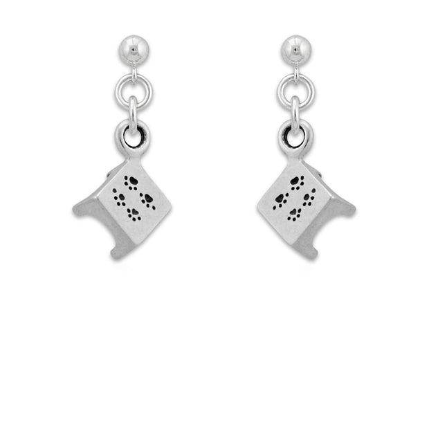 Pause table earrings on dangle posts in sterling silver, Agility jewelry