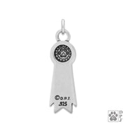 Personalized Rosette Paw Ribbon Pendant In Sterling Silver