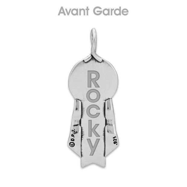Personalized Celebrate Paws Ribbon Pendant In Sterling Silver