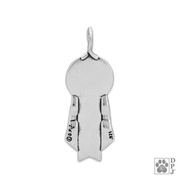 Personalized Celebrate Paws Ribbon Pendant In Sterling Silver
