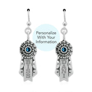 Personalized Celebrate Paws Ribbon Earrings In Sterling Silver