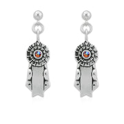 Personalized Celebrate Paws Ribbon Earings In Sterling Silver