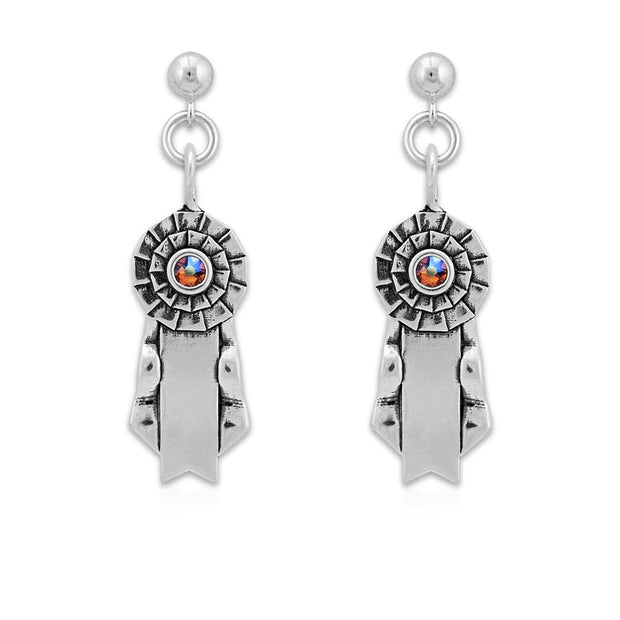 Personalized Celebrate Paws Ribbon Earings In Sterling Silver