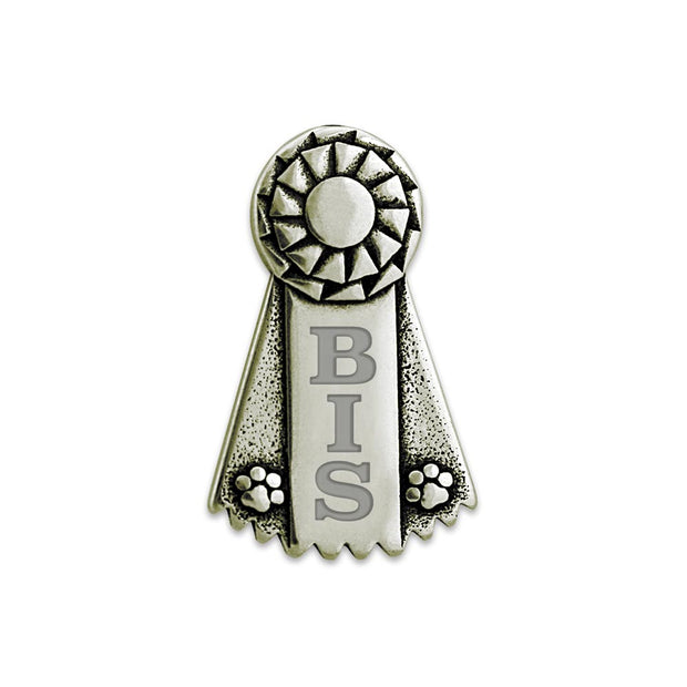 Personalized White Bronze Ribbon Paws Tie Tack, Pin