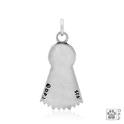 Personalized Ribbon Paws Pendant In Sterling Silver