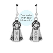 Personalized Ribbon Paws Earrings In Sterling Silver