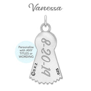Personalized Crystal Ribbon Necklace in Sterling Silver, Award Jewelry