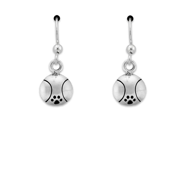 Paw Print Tennis Ball Earrings Earrings In Sterling Silver
