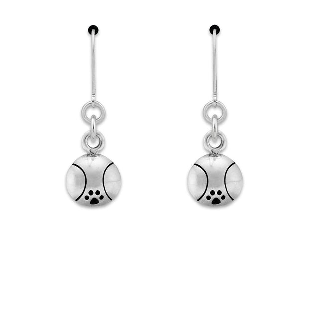 Paw Print Tennis Ball Earrings Earrings In Sterling Silver