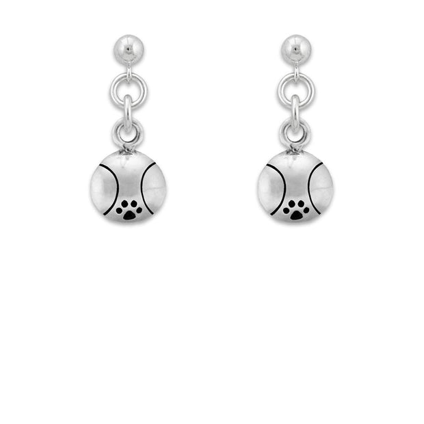 Paw Print Tennis Ball Earrings Earrings In Sterling Silver