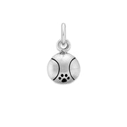 Paw Print Tennis Ball Necklace Pendant In Sterling Silver