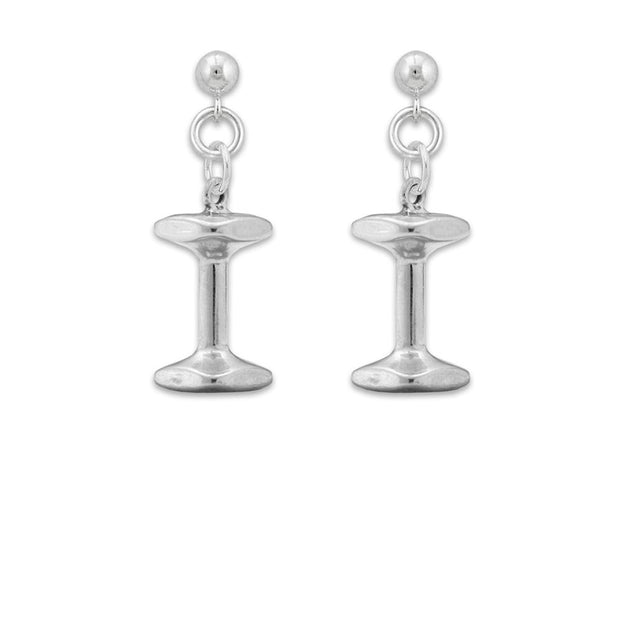 Dumbbell Earrings In Sterling Silver