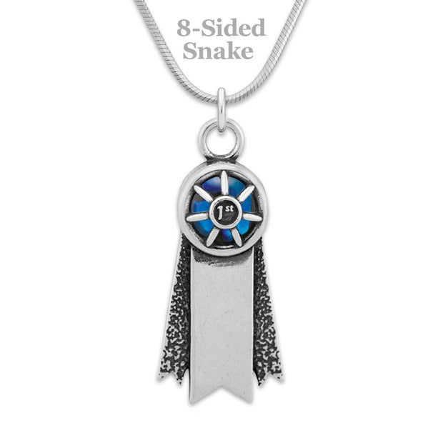 Personalized 1st Place Small Ribbon Necklace Pendant, Sterling Silver