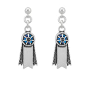 Personalized 1st Place Small Ribbon Earrings In Sterling Silver