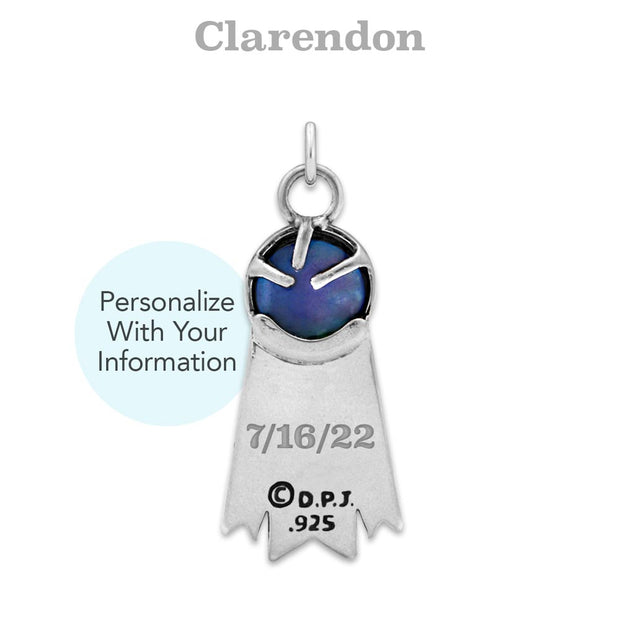 Personalized 1st Place Small Ribbon Necklace Pendant, Sterling Silver