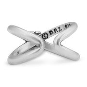 Criss Cross Ring with Paw Print in Sterling Silver Back Side View.