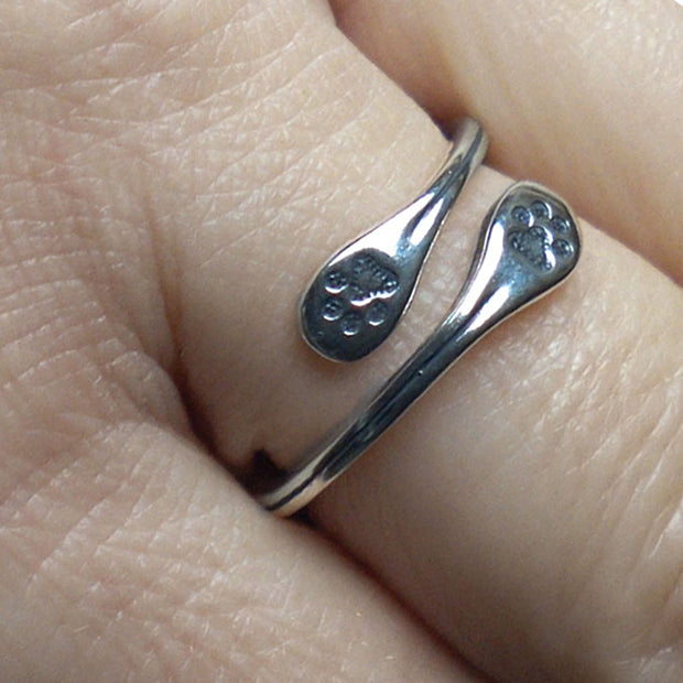 Sterling Silver Adjustable Paw Ring, Wrapped Around My Finger