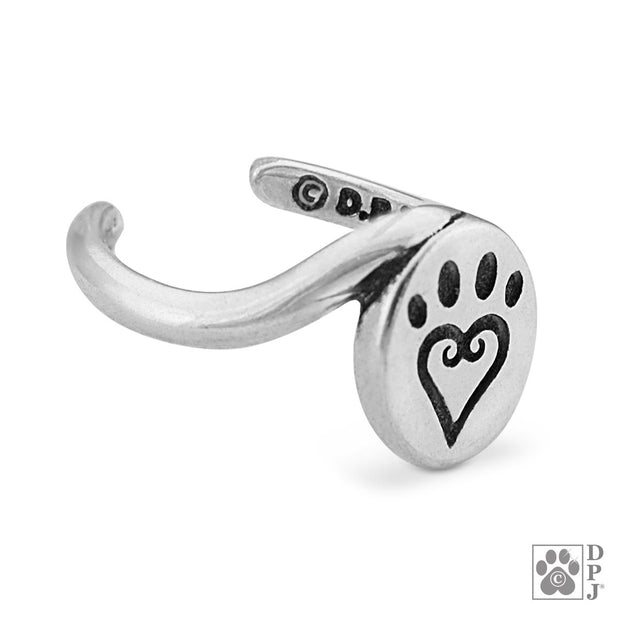 Sterling Silver Paw Print Toe Ring, Etched In My Heart