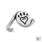 Sterling Silver Paw Print Toe Ring, Etched In My Heart