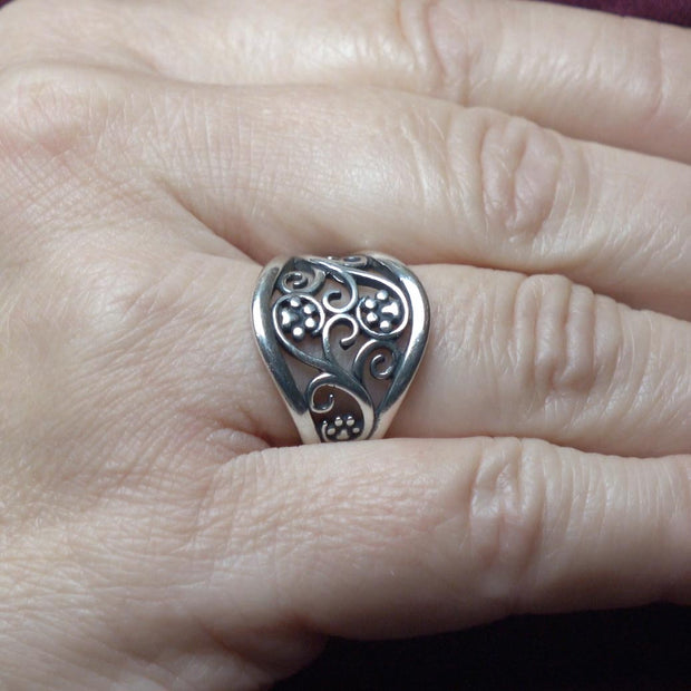 Paw Print Statement Ring, Sterling Silver Journey Paws Ring