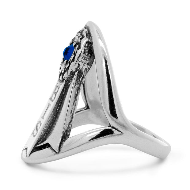 Personalized Rosette Ribbon Ring with Crystal in Sterling Silver