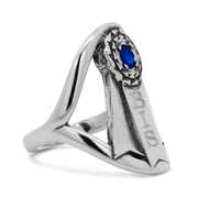 Personalized Rosette Ribbon Ring with Crystal in Sterling Silver