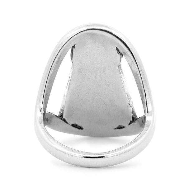 Personalized Rosette Ribbon Ring with Crystal in Sterling Silver