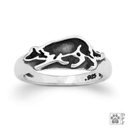 Sterling Silver Border Collie Ring, Border Collie Jewelry