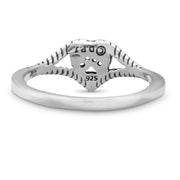 Heart with Cut Out Paw Print Ring in Sterling Silver Back Side View.