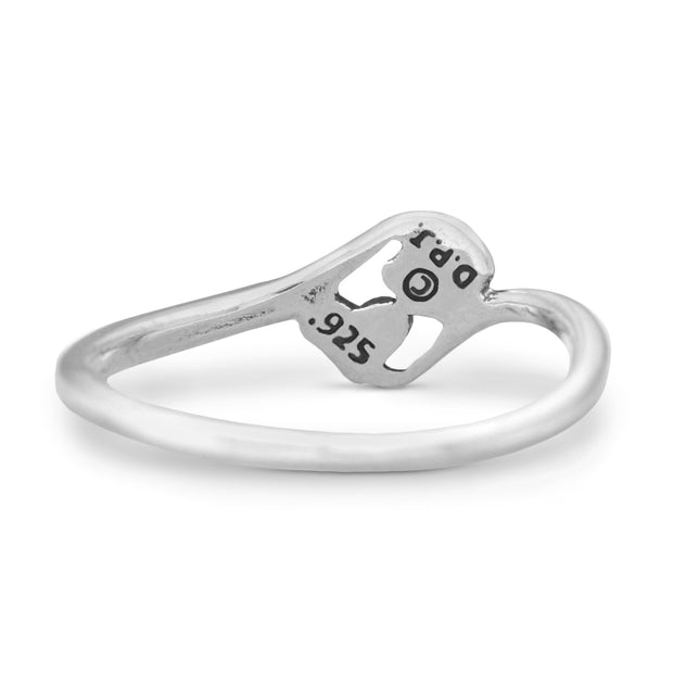 Paw Print and Heart Ring in Sterling Silver Back Side View.