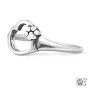 Paw & Heart Ring, Sterling Silver Paws On My Heart Ring