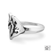 Sterling Silver Siberian Husky Ring