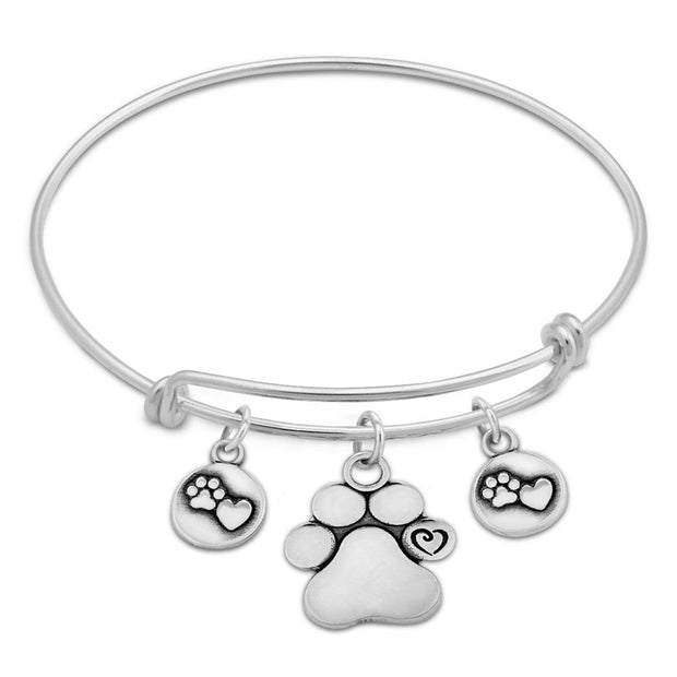 Heart and Paw Print Charm Bracelet, Sterling Silver Close To My Heart Bracelet