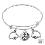 Heart and Paw Print Bracelet, Sterling Silver Paws On My Heart Charm Bracelet
