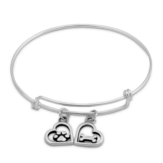 Adjustable Paw Print Bracelet, Sterling Silver It Must Be Love Bracelet