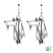 Sterling silver Afghan Hound earrings french hook style, Afghan Hound gifts