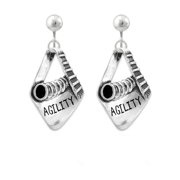 Dog Agility A-Frame and Tunnel, Earrings In Sterling Silver