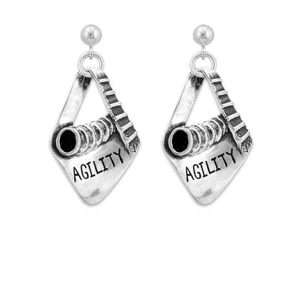 Dog Agility A-Frame and Tunnel, Earrings In Sterling Silver
