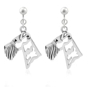 Airedale Terrier Clip-On Earrings Head Design in Sterling Silver.